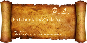 Palmhert Lóránt névjegykártya